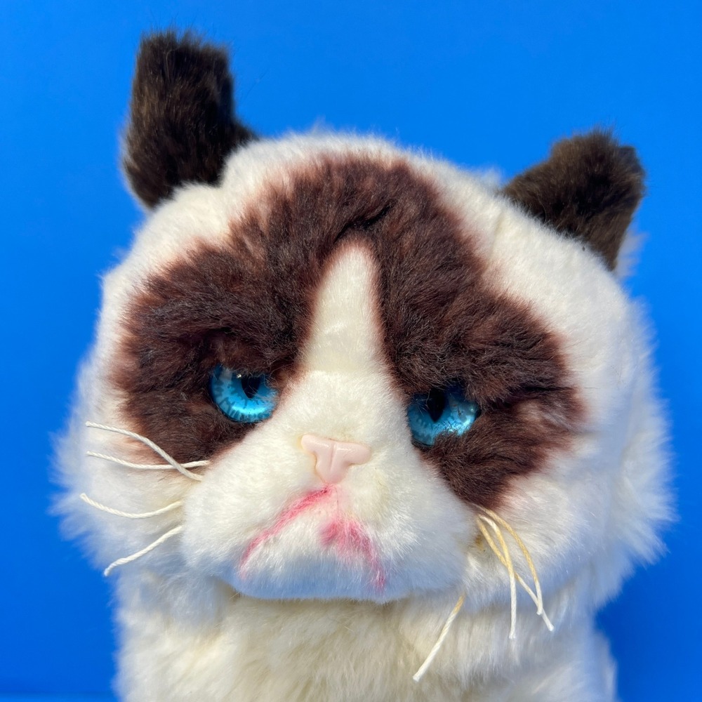 Gund Grumpy Cat Plush 9 Inch White Brown 4040133 Blue Eyes 2018 - Picture 2 of 16